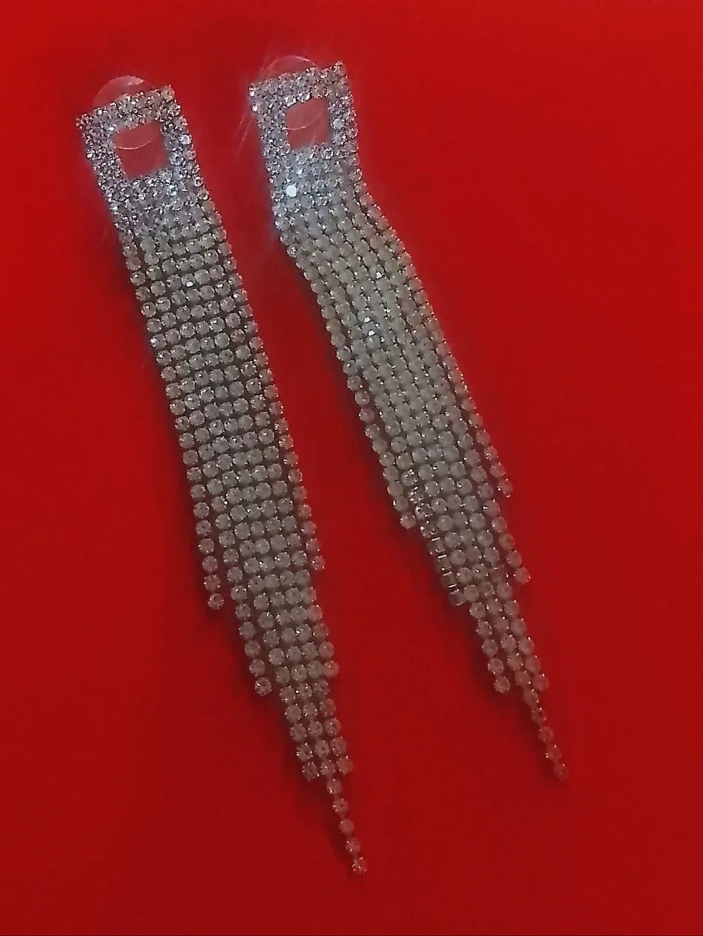 Silver Crystal Fringe Drop Earrings - Sleek Glamour